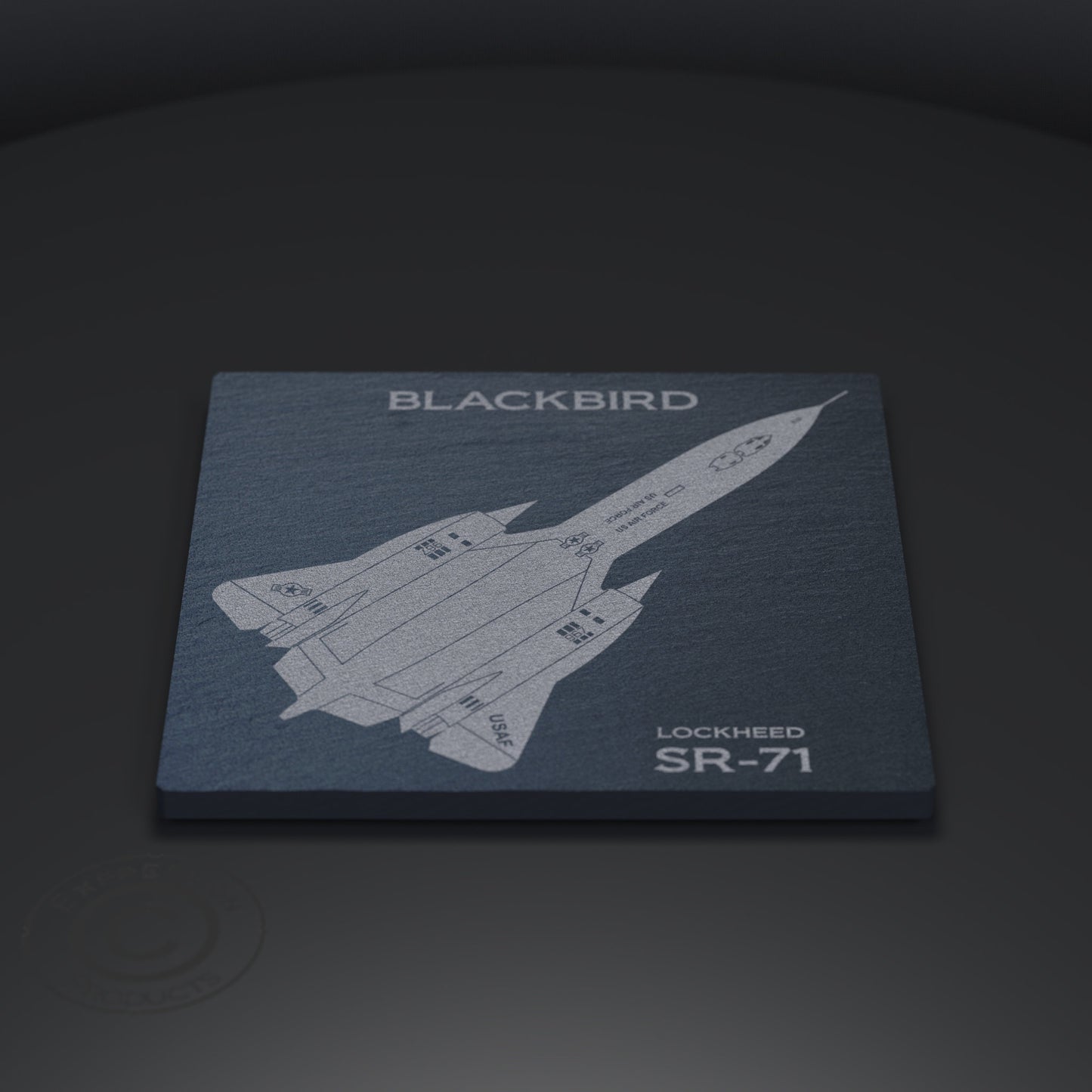 Blackbird SR-71 Engraved Pint Glass Set With Slate Coaster & Bottle Opener, USAF Lockheed Spy Beer Glass with Stone Coaster And Bar Blade