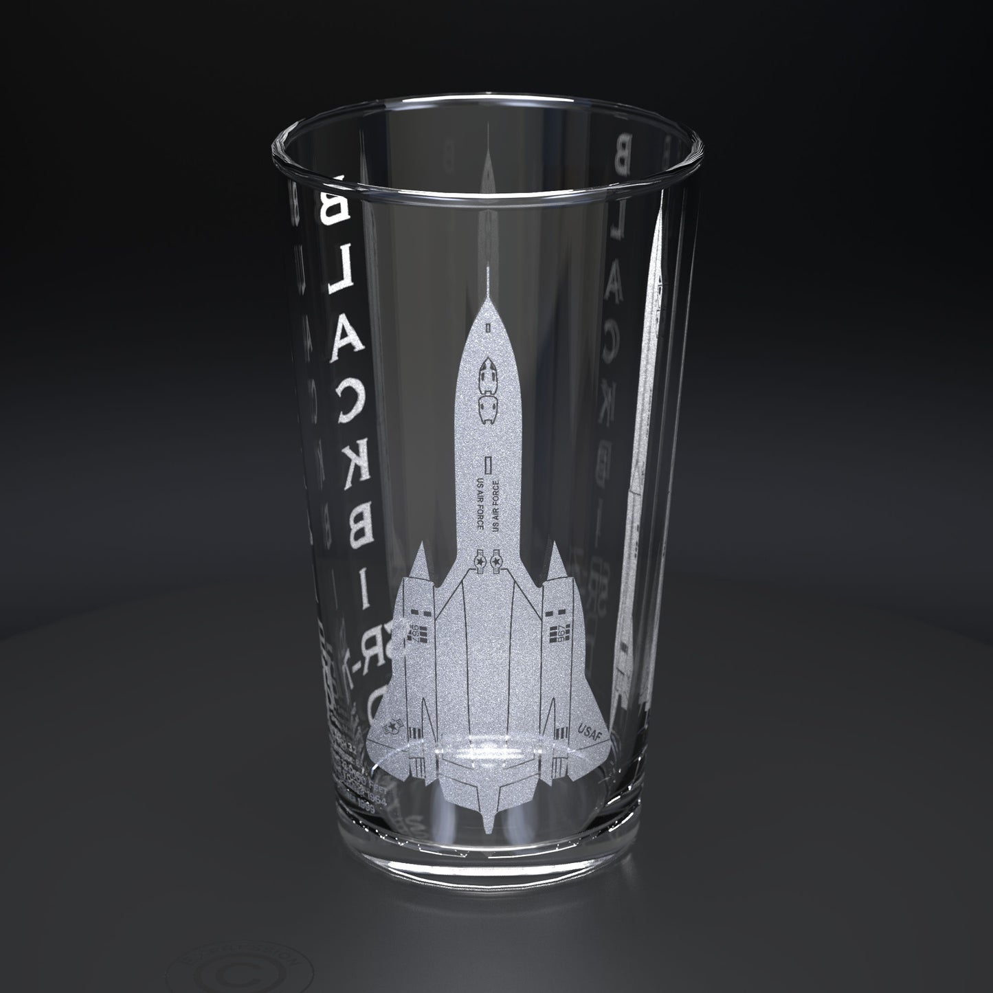 Blackbird SR-71 Engraved Pint Glass Set With Slate Coaster & Bottle Opener, USAF Lockheed Spy Beer Glass with Stone Coaster And Bar Blade
