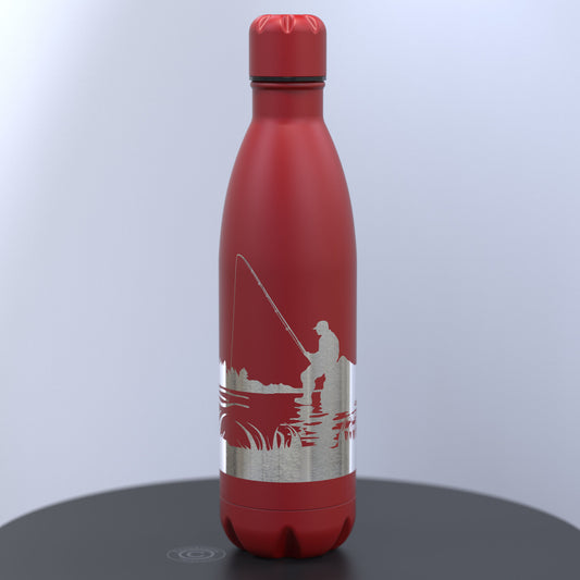 Fishing Engraved 500ml Thermal Water Bottle; Keeps Drinks Hot or Cold