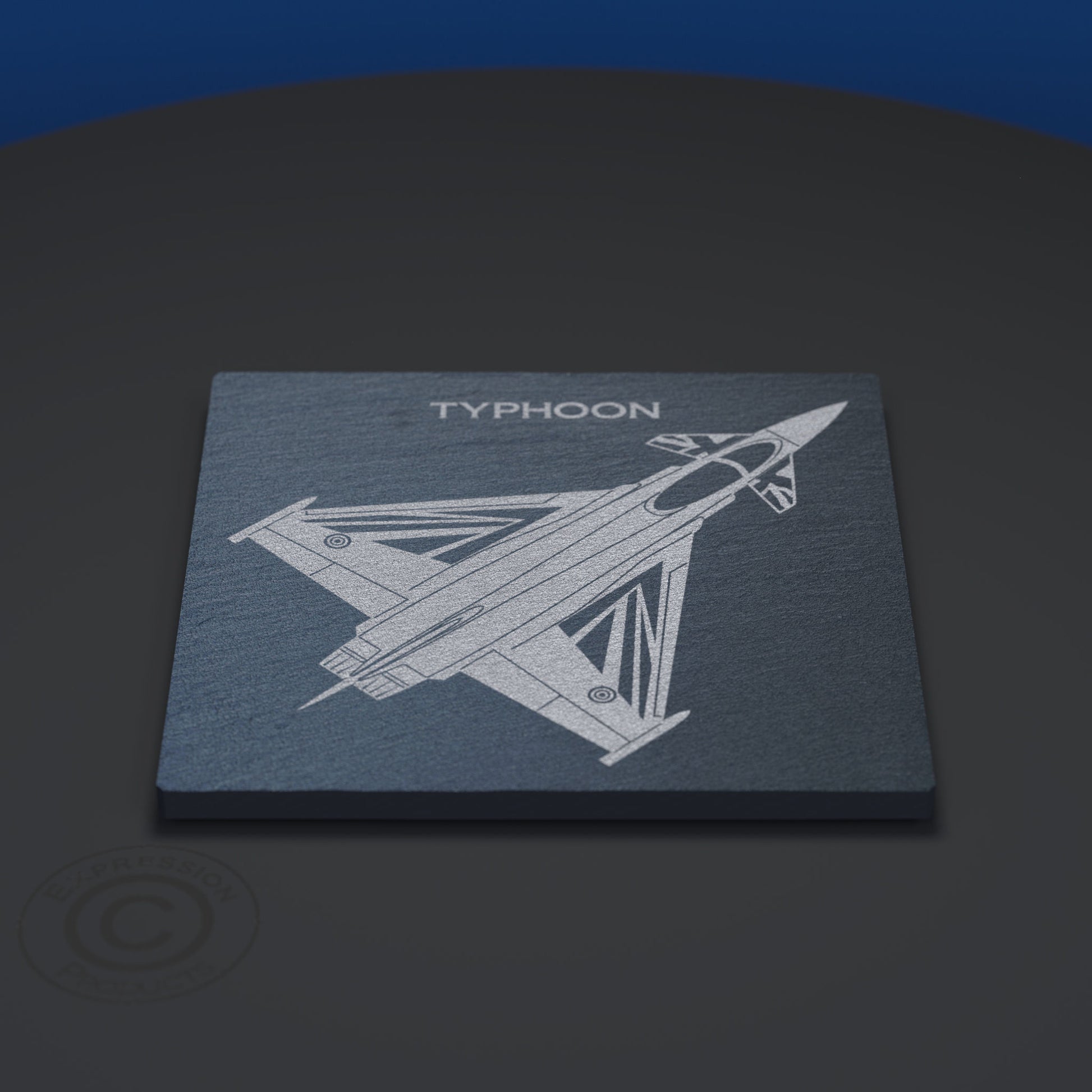 Slate Coaster Engraved With Typhoon Blackjack RAF Jet